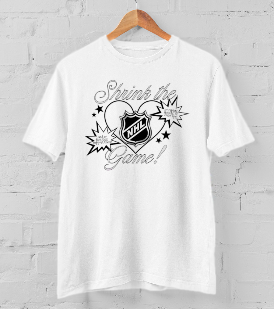 Shrink The Game NHL Heart Comic Style Stars T-Shirt