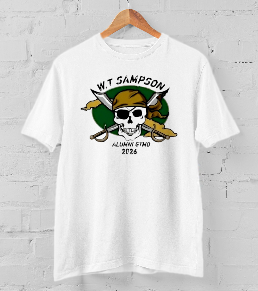 W Sampson Alumni GTMO 2026 Skull Swords Bandana T-Shirt