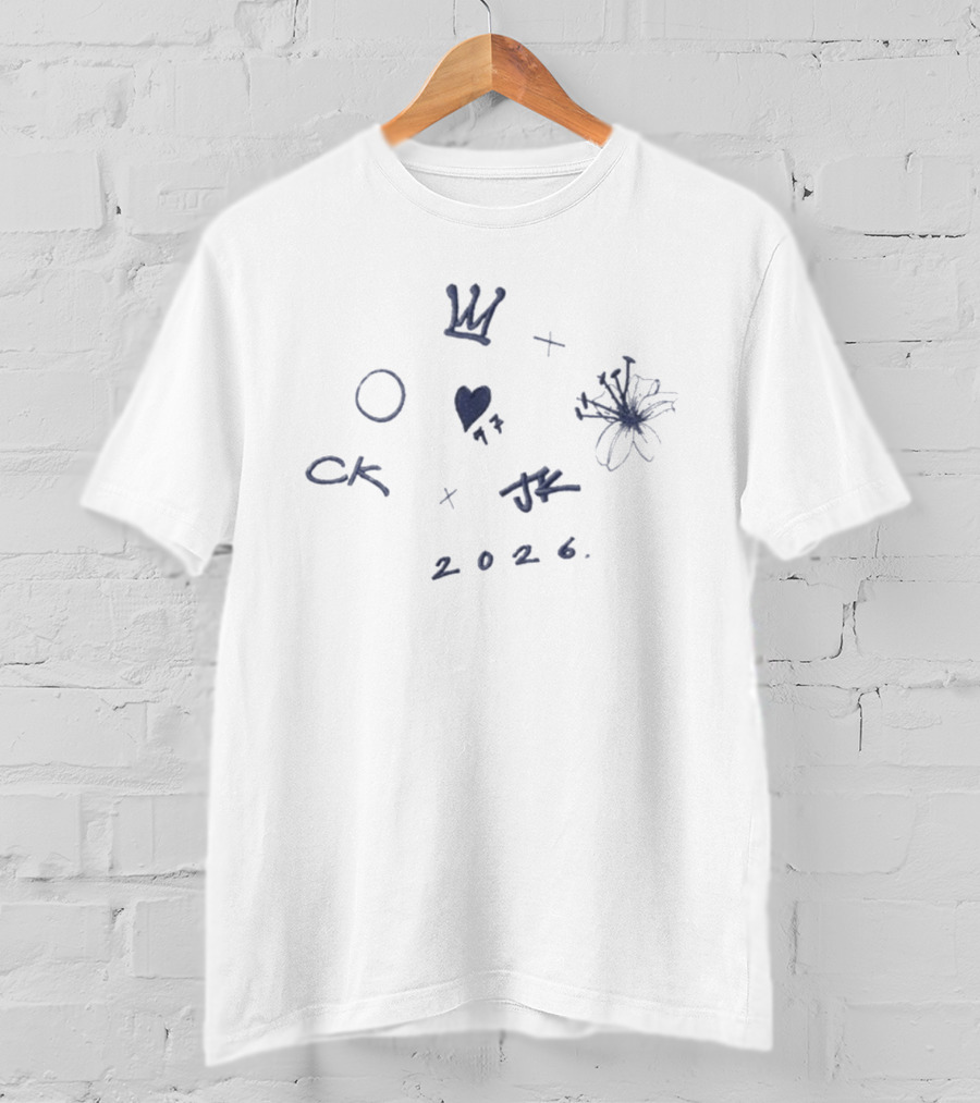 CKJK 2026 Heart Crown Flower Sketch T-Shirt