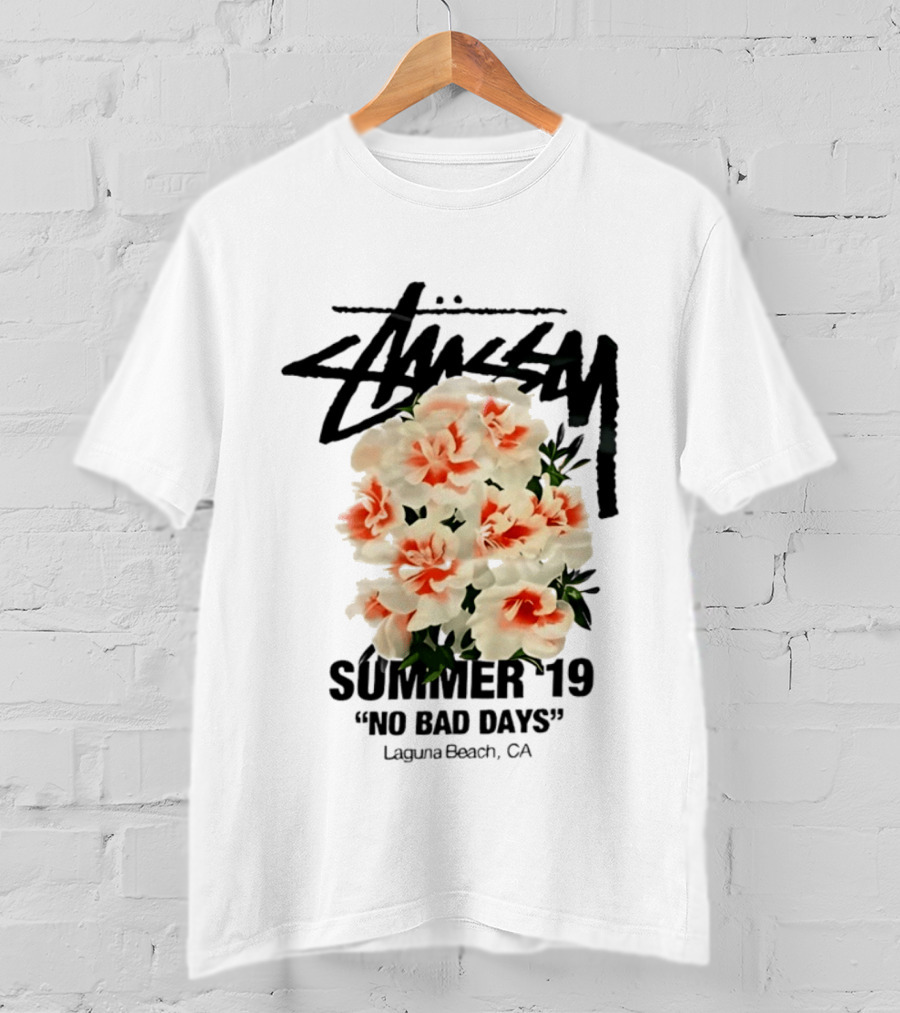 Stussy Summer 19 No Bad Days Floral Laguna Beach CA T-Shirt