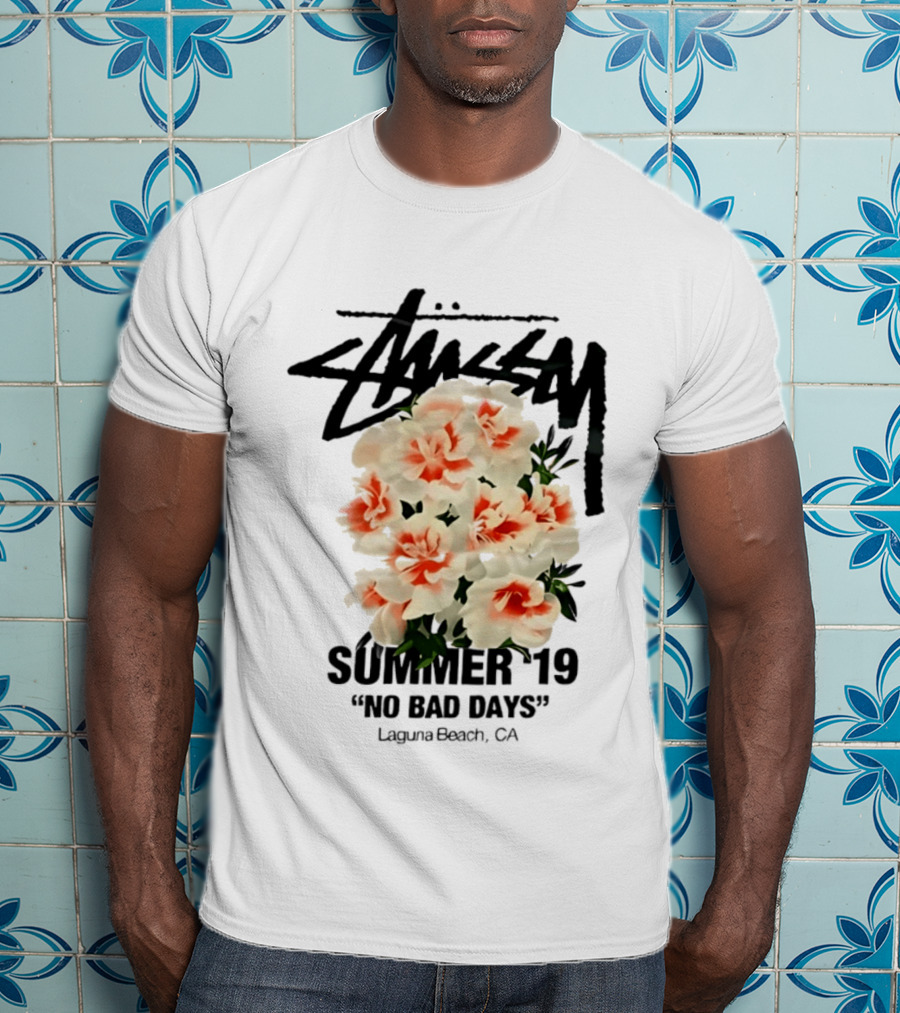 Stussy Summer 19 No Bad Days Floral Laguna Beach CA T-Shirt