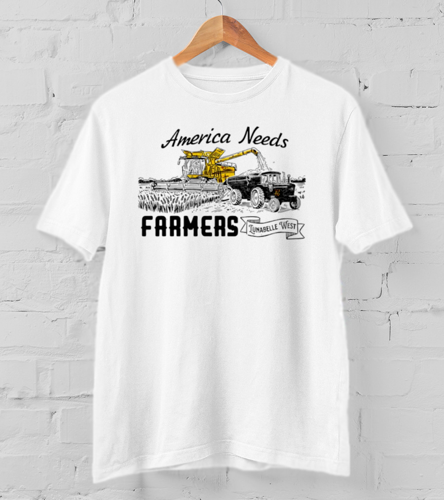 America Needs Farmers Lunabelle West Tractor Combine Harvesting T-Shirt