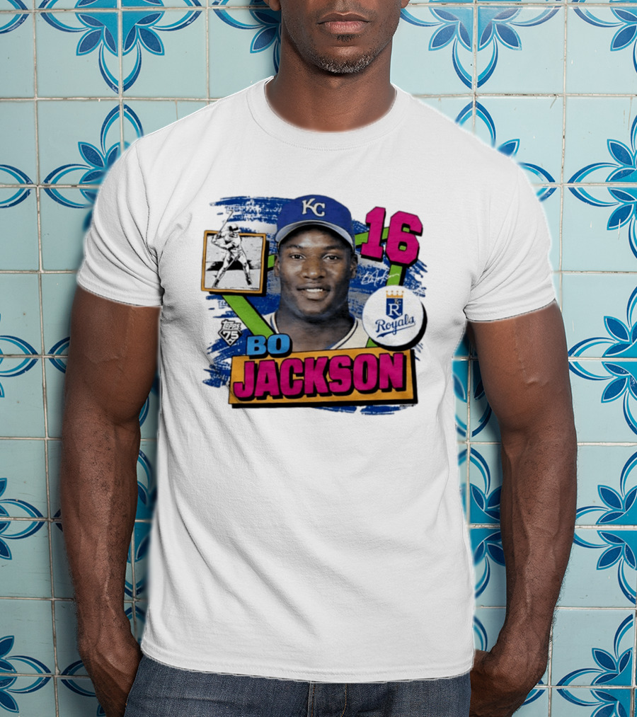 Bo Jackson 16 Kansas City Royals Topps 75 Vintage Baseball Memorabilia T-Shirt