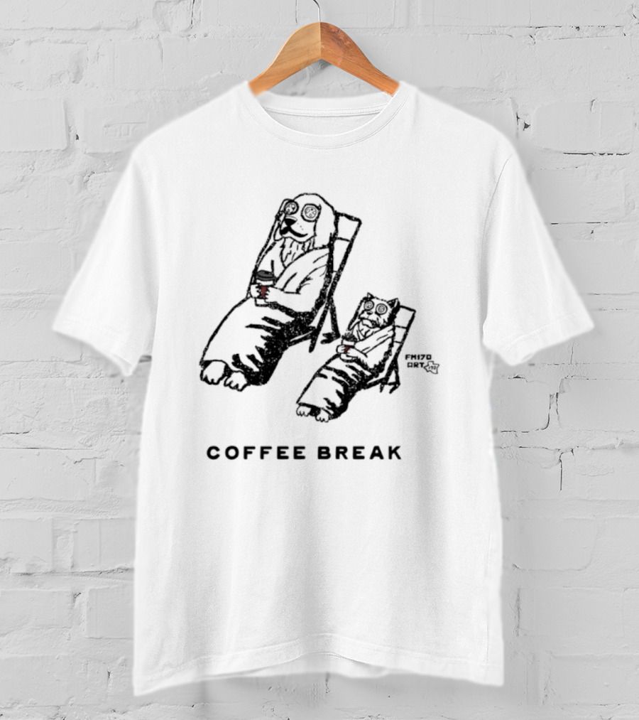 Coffee Break With Relaxing Dog And Cat T-Shirt