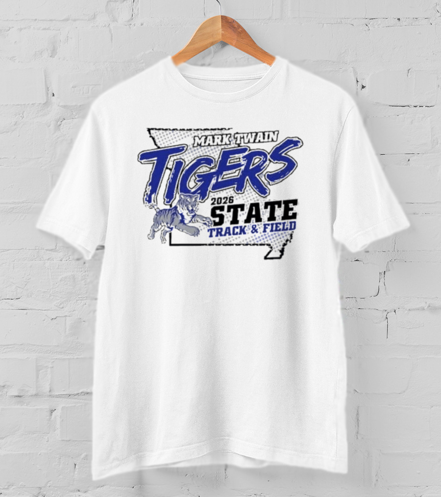 Mark Twain Tigers 2026 State Track And Field Missouri Map T-Shirt