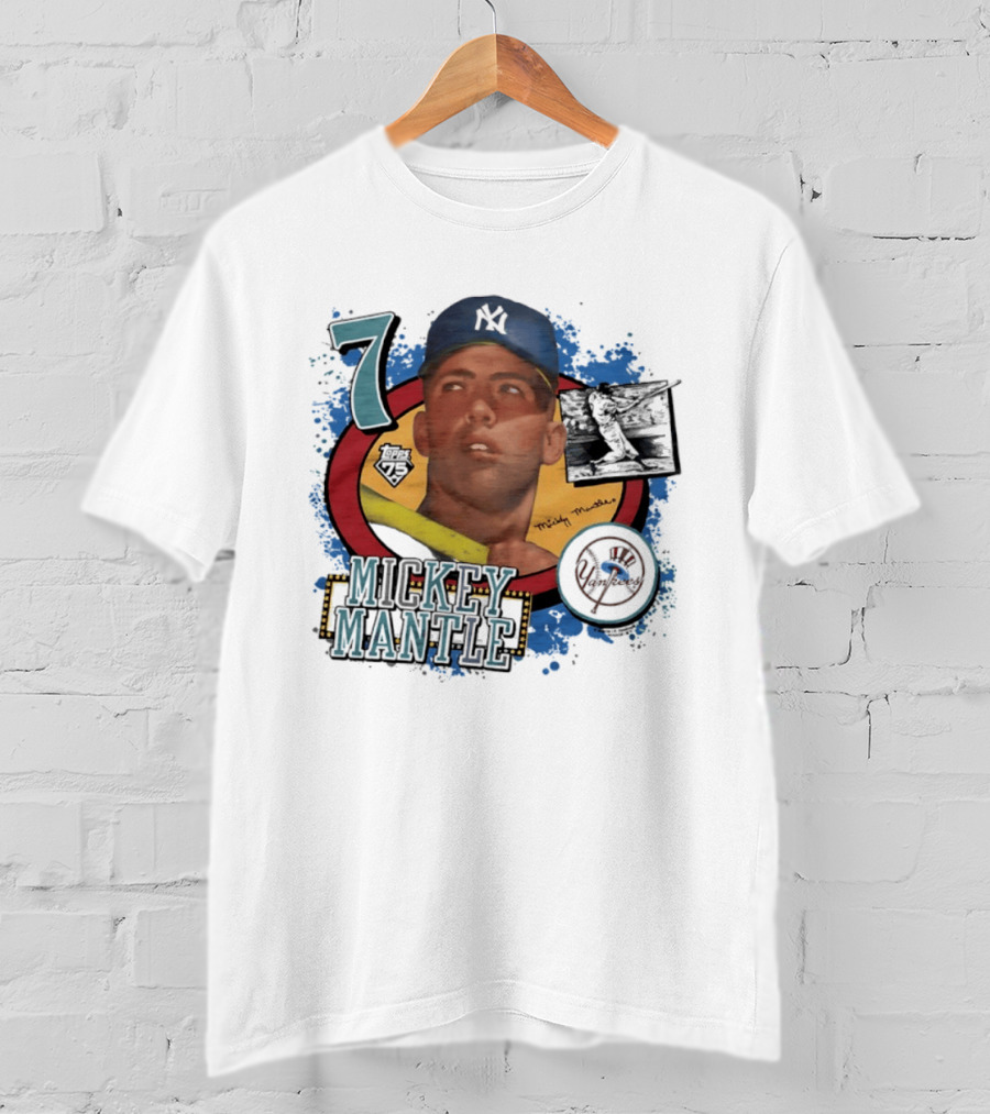 Mickey Mantle 7 Yankees Baseball T-Shirt
