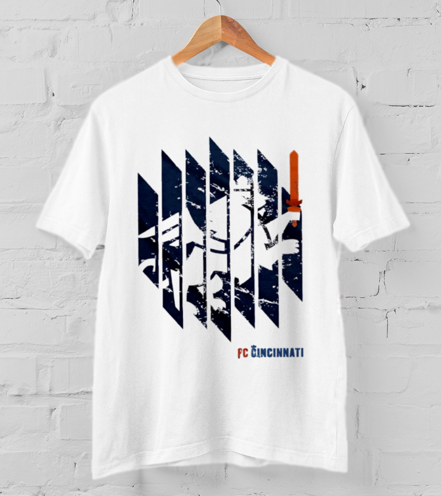 FC Cincinnati Sheared Lion Football Fans Iconic Bold Striped Image T-Shirt
