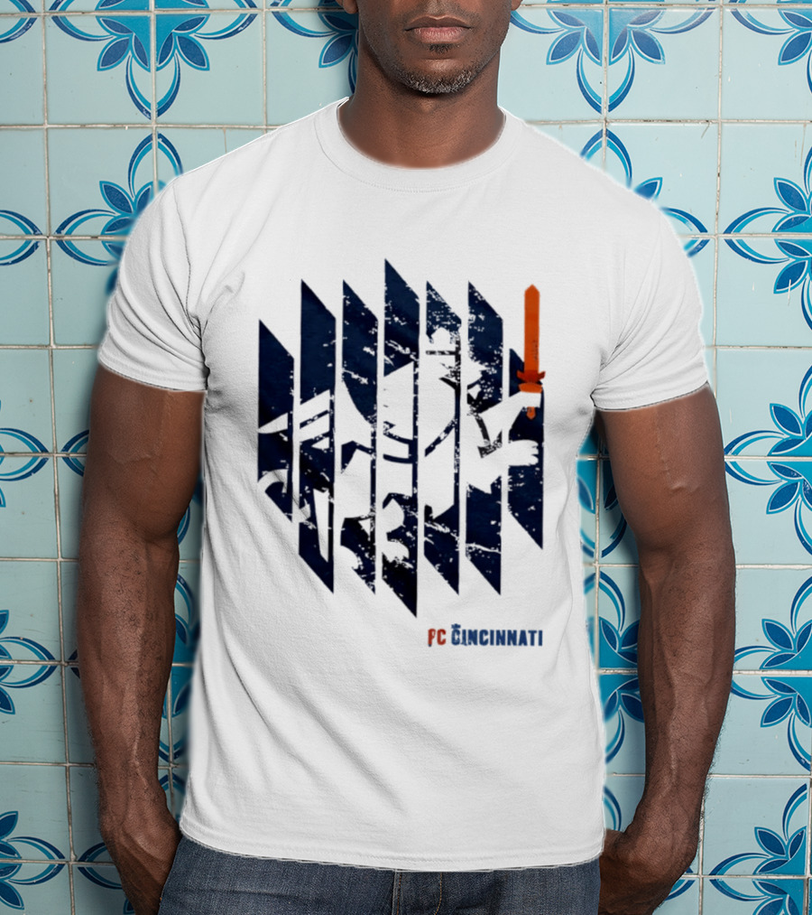 FC Cincinnati Sheared Lion Football Fans Iconic Bold Striped Image T-Shirt