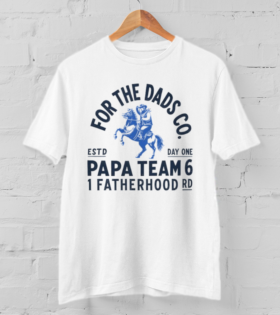 For The Dads Co Papa Team 6 Fatherhood Estd Day One Cowbear T-Shirt