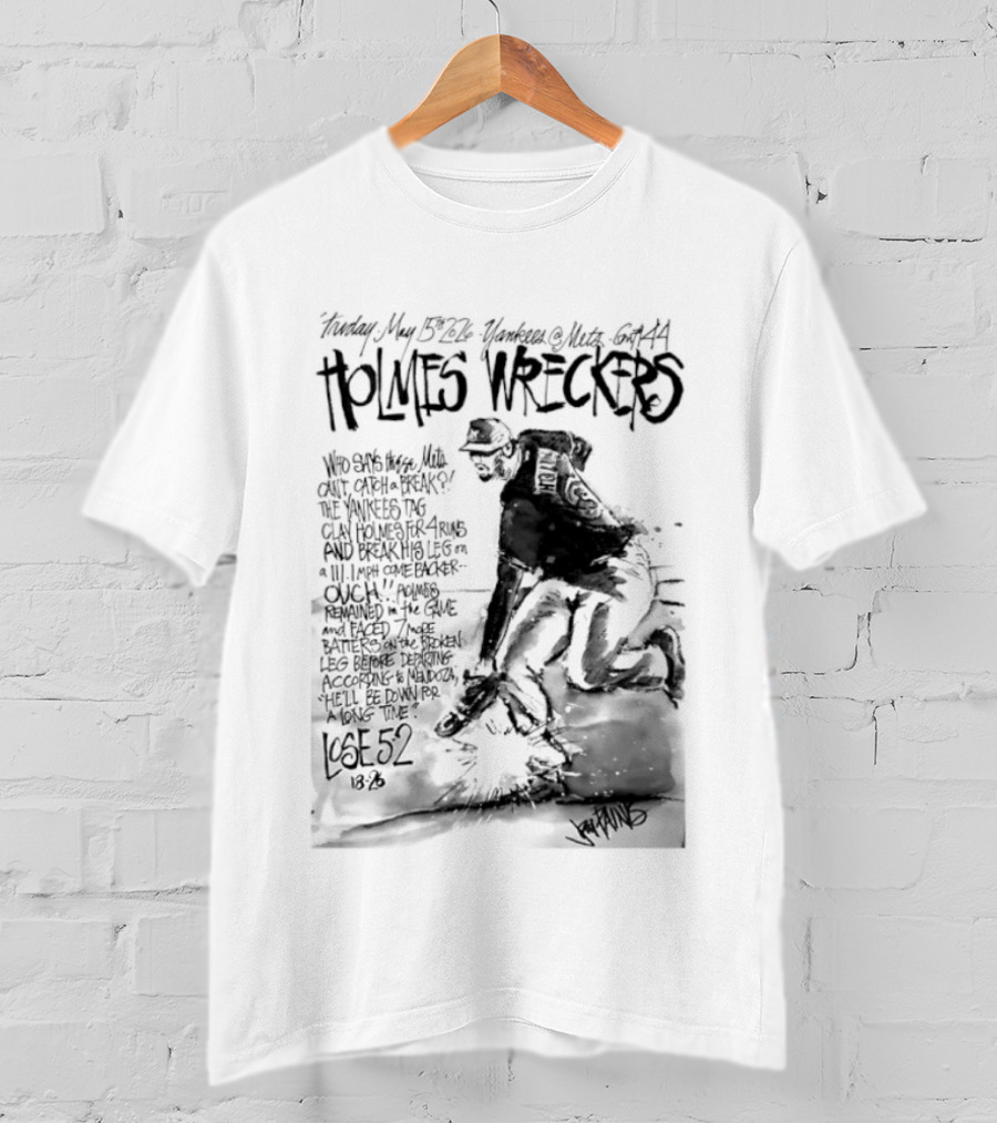Holmes Wreckers New York Mets Baseball Pitcher Clay Holmes T-Shirt