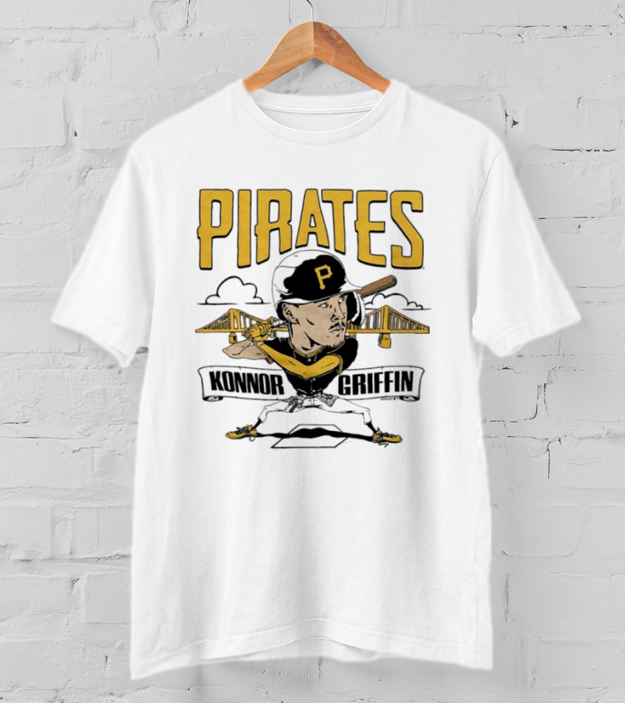 Pittsburgh Pirates Konnor Griffin Caricature Swing With Bridges T-Shirt