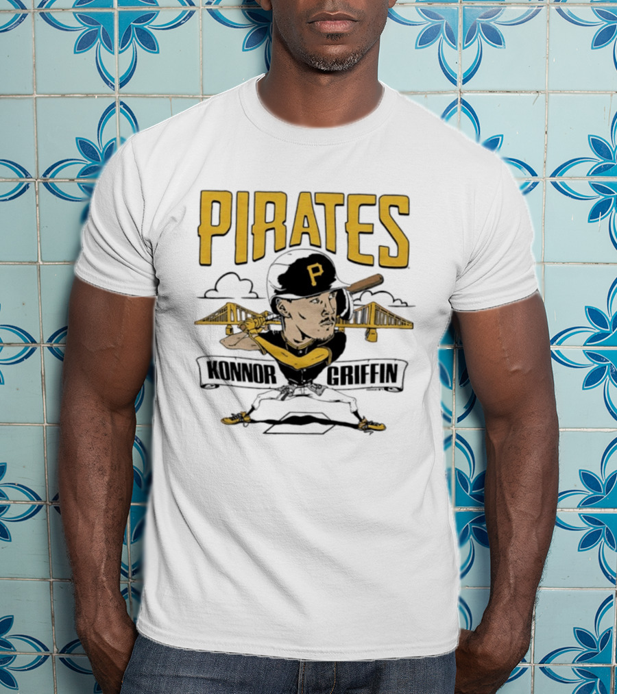 Pittsburgh Pirates Konnor Griffin Caricature Swing With Bridges T-Shirt
