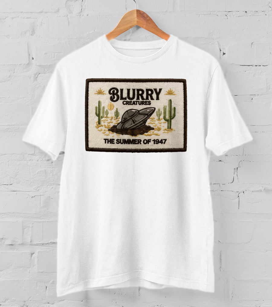 Blurry Creatures UFO Summer 1947 Desert Landscape Cactus Scene T-Shirt