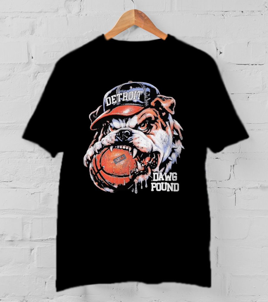 Detroit Bulldog Holding Basketball Dawg Pound T-Shirt