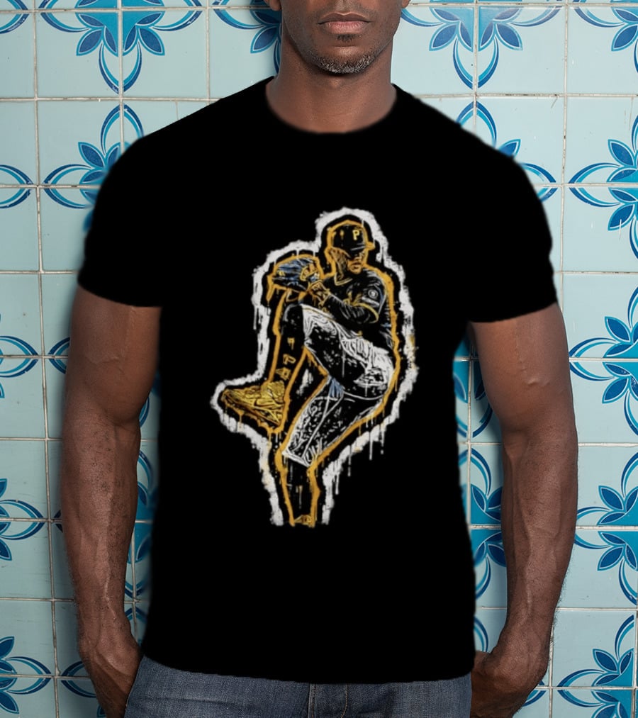 Paul Skenes Pittsburgh Pirates Pitching Pose Splatter Paint T-Shirt