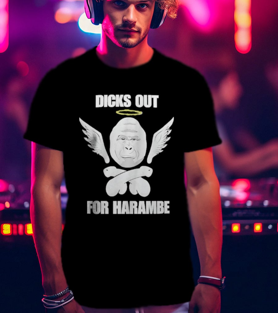 Gorilla With Wings Halo Dicks Out For Harambe T-Shirt
