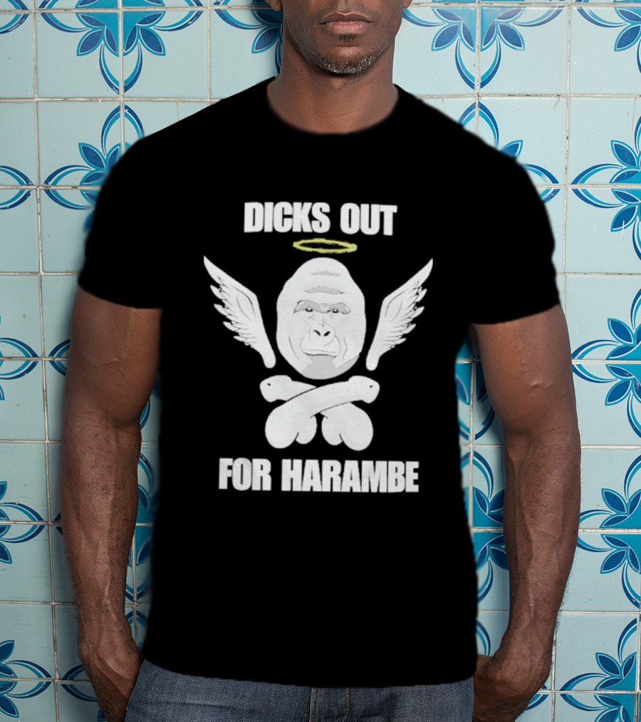 Gorilla With Wings Halo Dicks Out For Harambe T-Shirt