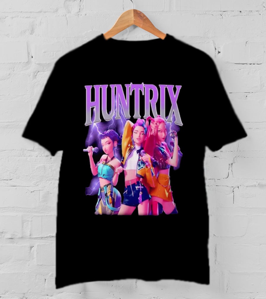Huntrix Kpop Band Cartoon Characters With Microphones T-Shirt