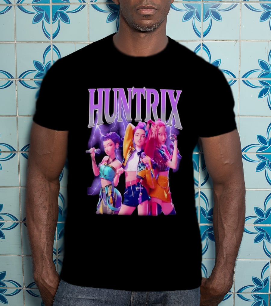 Huntrix Kpop Band Cartoon Characters With Microphones T-Shirt