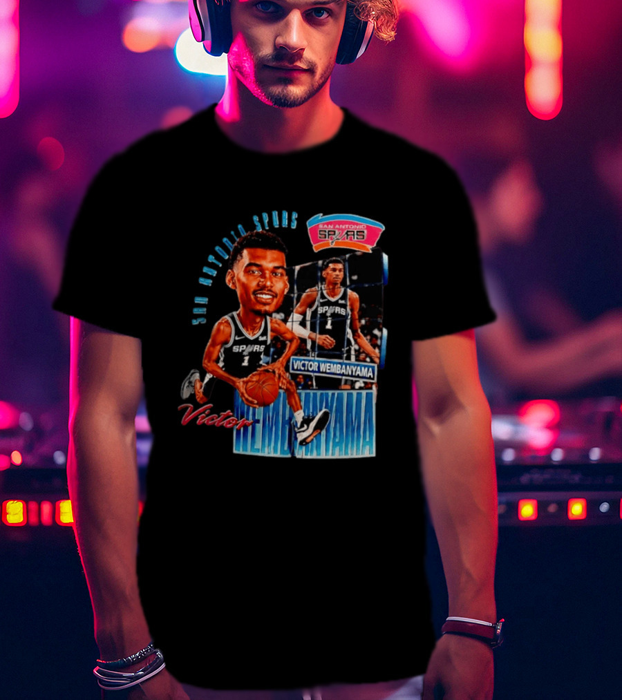 San Antonio Spurs Victor Wembanyama Basketball Caricature T-Shirt