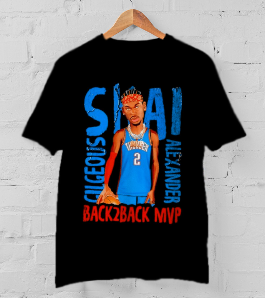 Shai Gilgeous Alexander Back 2 Back MVP Oklahoma City Basketball Player Number 2 T-Shirt