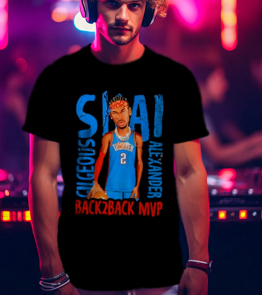 Shai Gilgeous Alexander Back 2 Back MVP Oklahoma City Basketball Player Number 2 T-Shirt