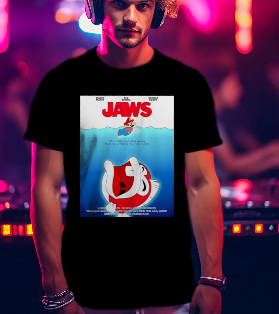 Mario Jaws Big Bertha Bowser Koopa Movie T-Shirt