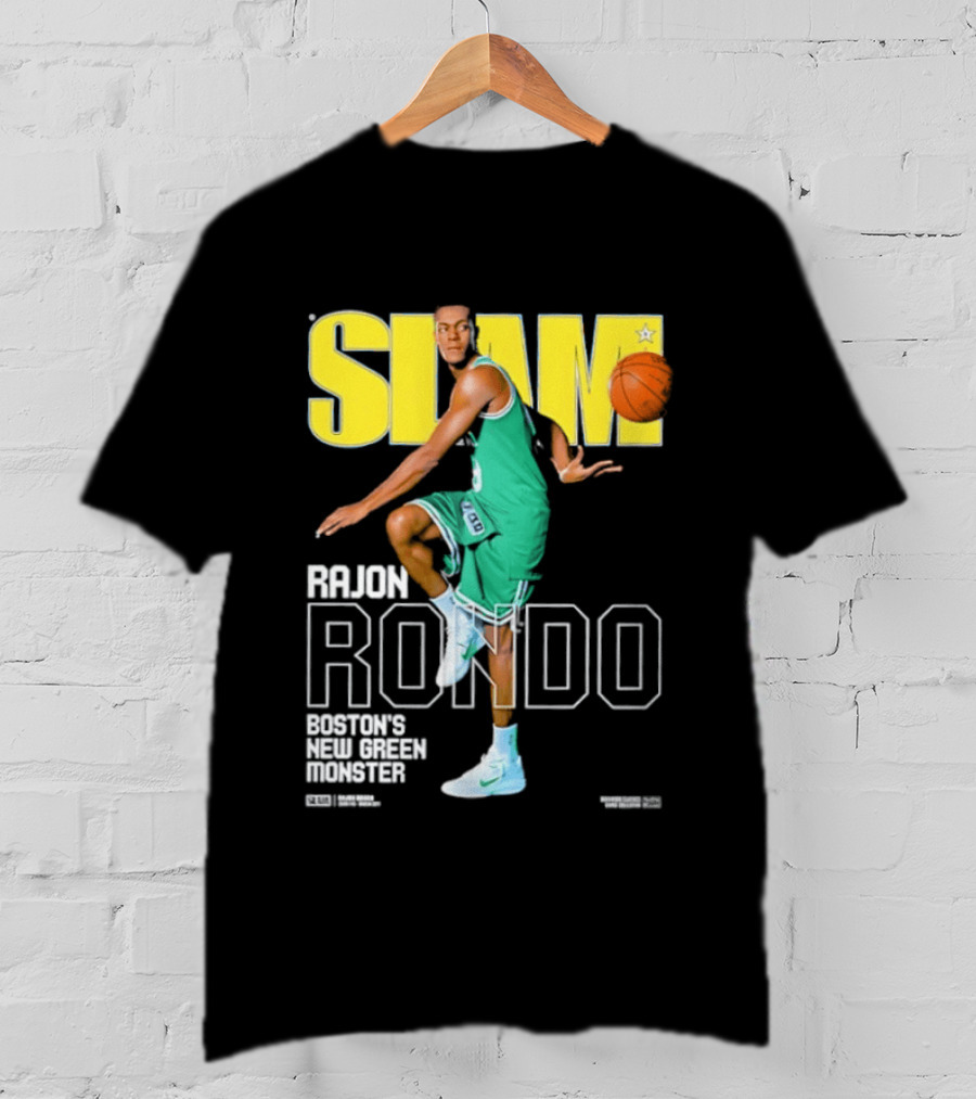 Slam Magazine Cover Rajon Rondo Boston New Green Monster Basketball T-Shirt