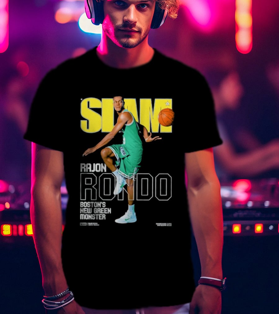 Slam Magazine Cover Rajon Rondo Boston New Green Monster Basketball T-Shirt