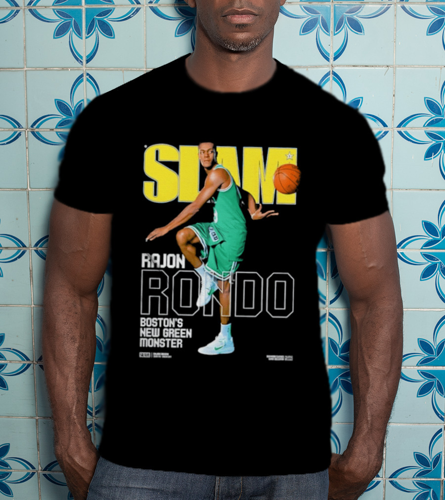 Slam Magazine Cover Rajon Rondo Boston New Green Monster Basketball T-Shirt