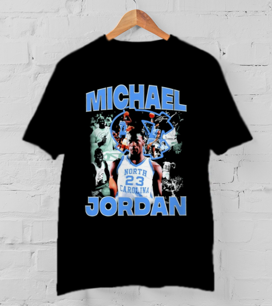 Michael Jordan 23 North Carolina Tar Heels Basketball Iconic Blue And White T-Shirt