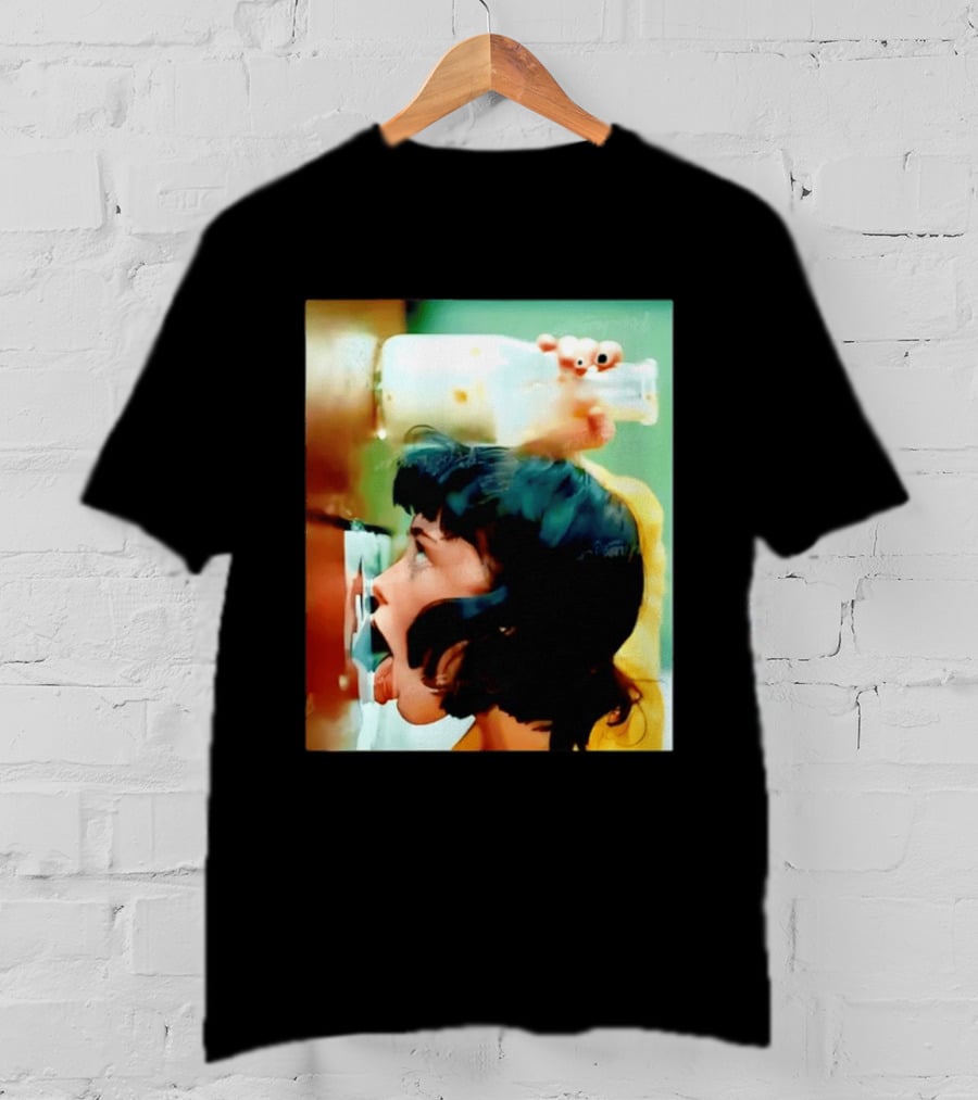 The Girl With Banging Head Licking Milk Scene T-Shirt