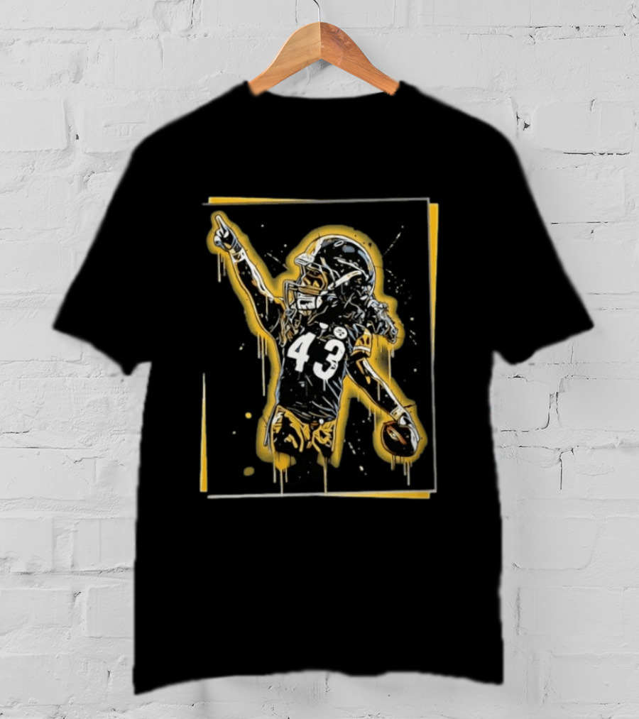 Troy Polamalu Pittsburgh Steelers 43 Splatter Paint Art Football T-Shirt