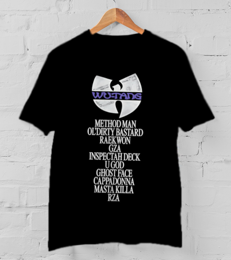 Wu Tang Clan Symbol With Members Method Man Ol Dirty Bastard Raekwon Ghostface Killah Inspectah Deck U God GZA Cappadonna Masta Killa RZA T-Shirt