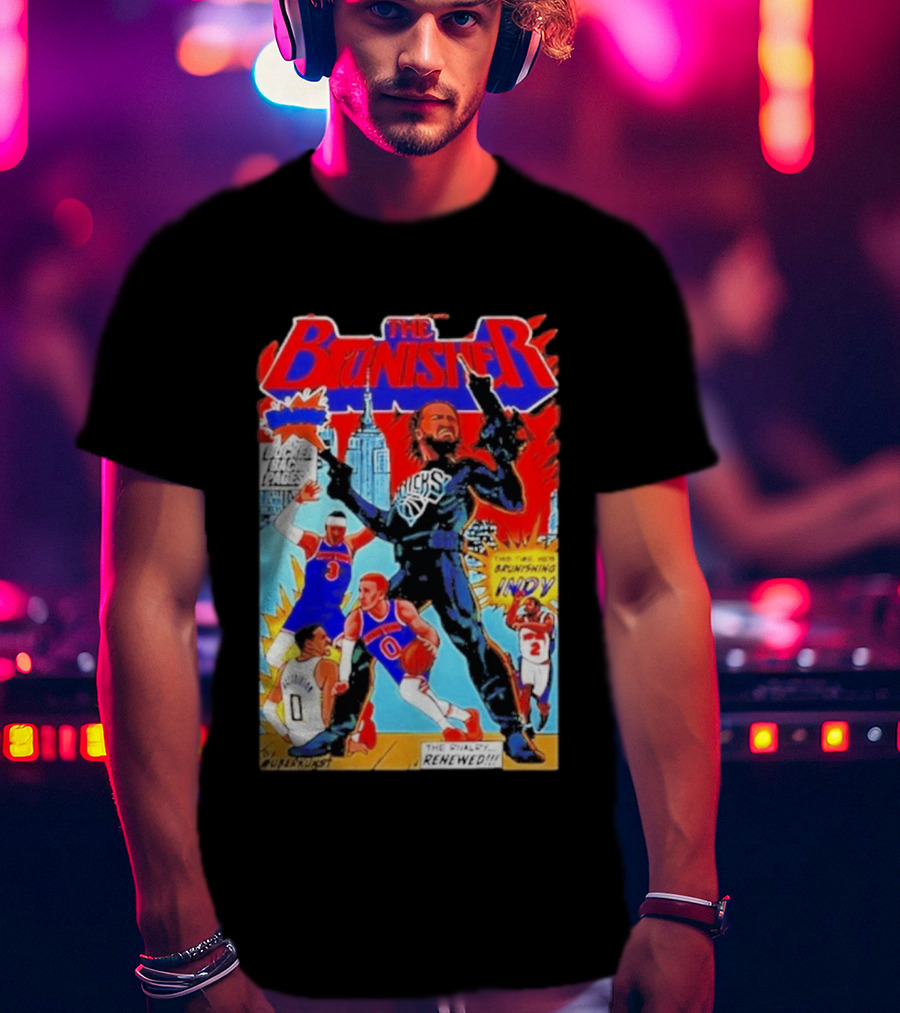 The Brunisher Jalen Brunson Knicks Comics Empire State Mocks Indiana T-Shirt