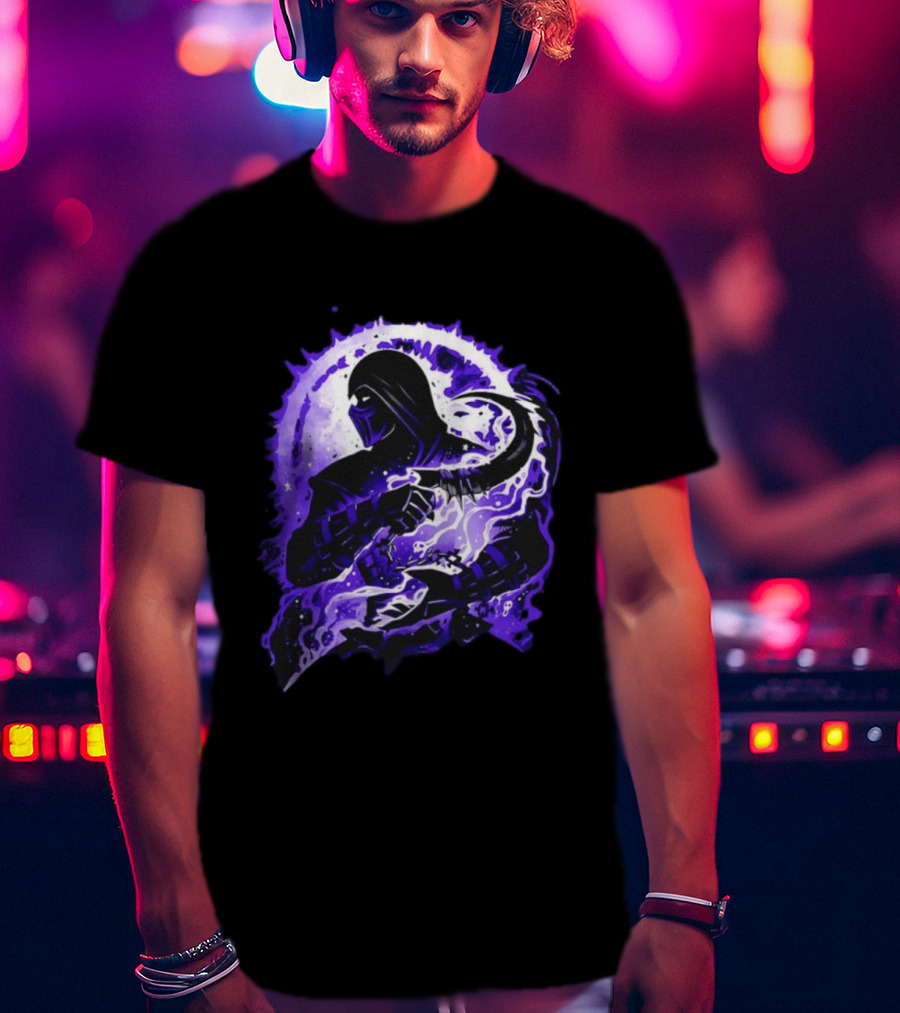 Noob Saibot Master Of The Shadow Mortal Kombat Dark Warrior Purple Aura T-Shirt