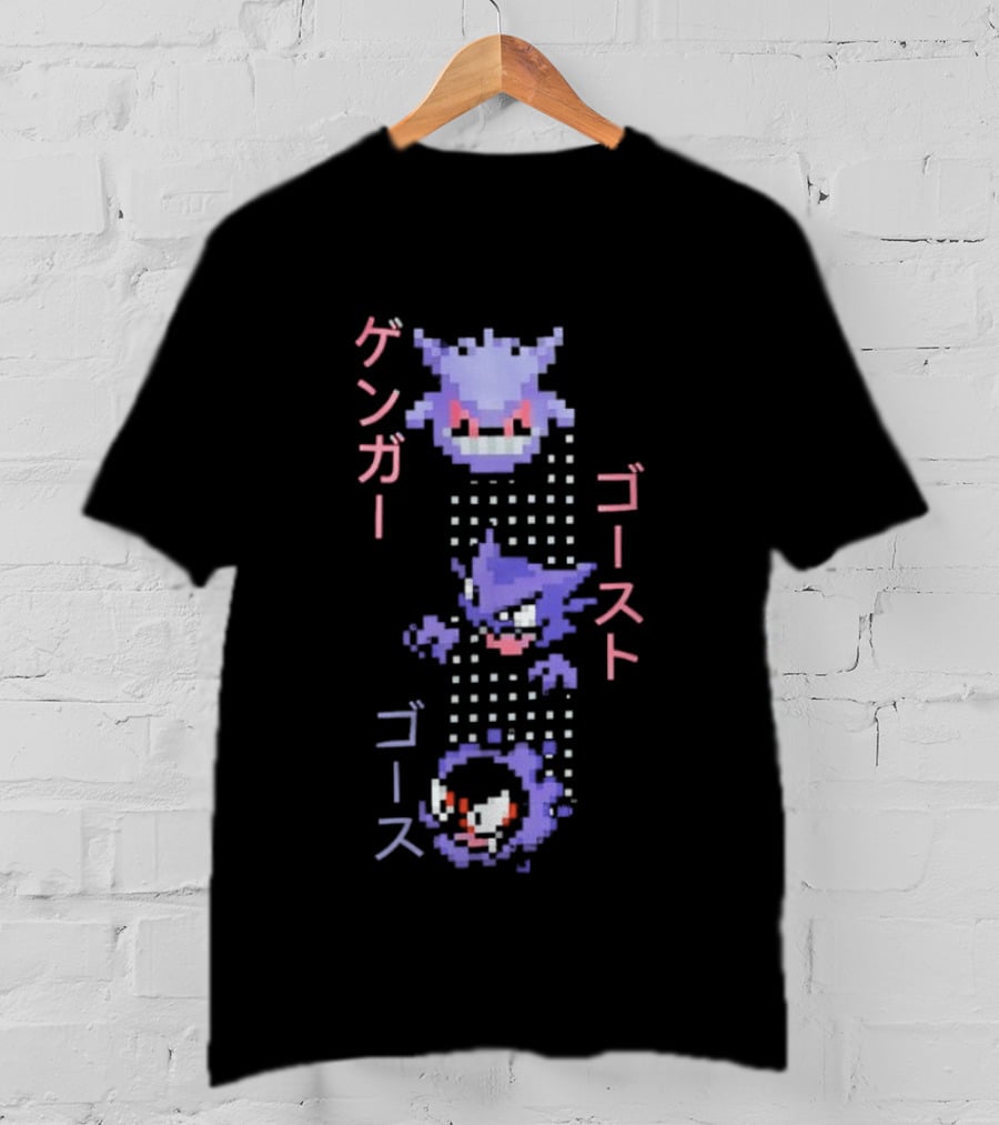 Pokémon Gengar Ghost Anime Pixel T-Shirt