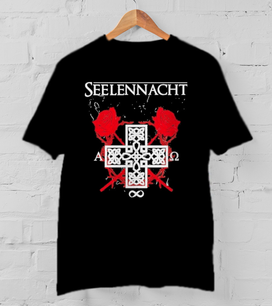 Seelennacht Celtic Cross Red Roses Alpha Omega Infinity T-Shirt