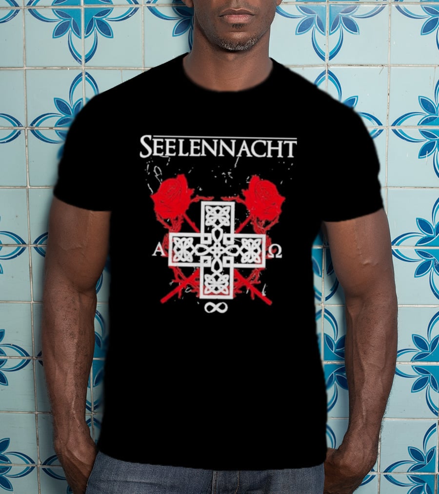 Seelennacht Celtic Cross Red Roses Alpha Omega Infinity T-Shirt