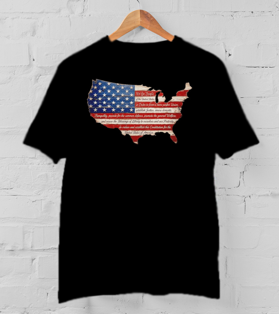 We The People Flag Map Of The United States Constitution T-Shirt