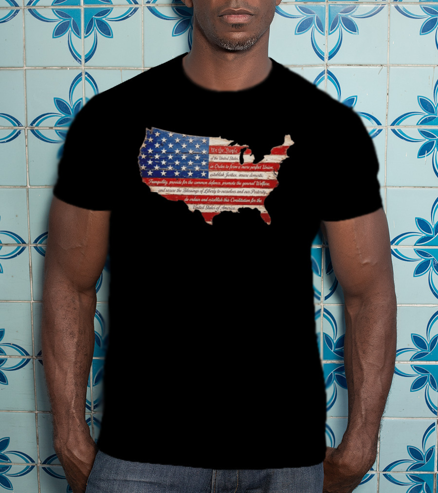 We The People Flag Map Of The United States Constitution T-Shirt