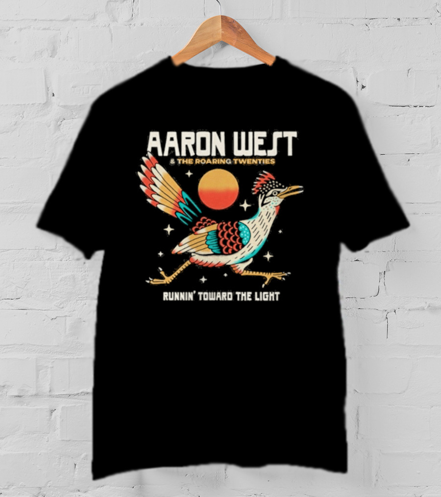 Aaron West & The Roaring Twenties Runnin' Toward The Light Colorful Bird And Orange Sun T-Shirt