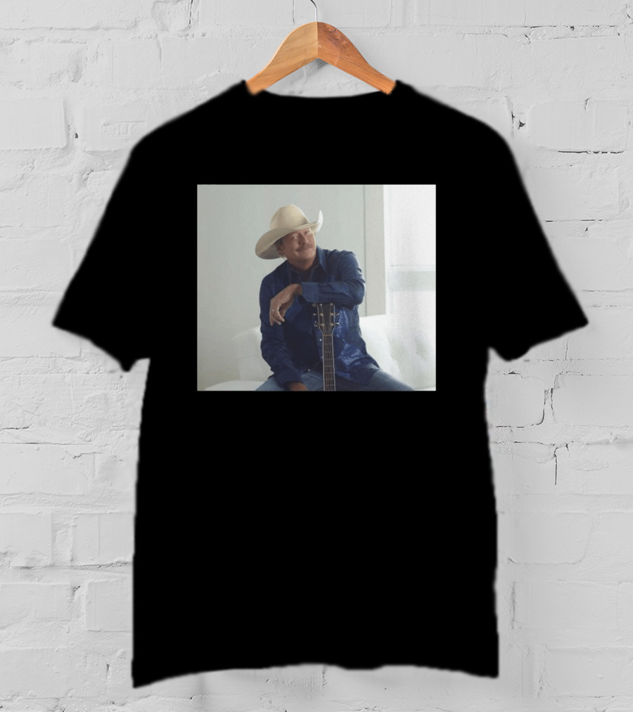 Alan Jackson I Want To Stroll Over Heaven With You White Hat Blue Guitar T-Shirt