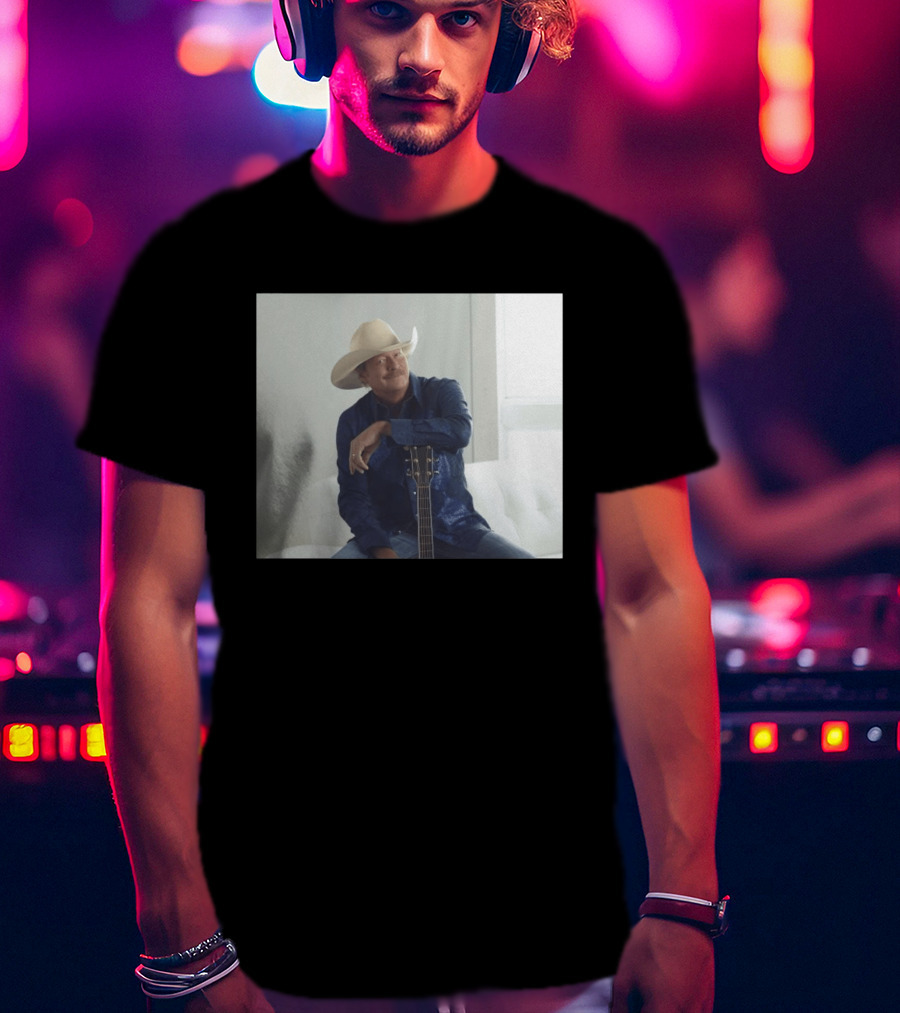 Alan Jackson I Want To Stroll Over Heaven With You White Hat Blue Guitar T-Shirt