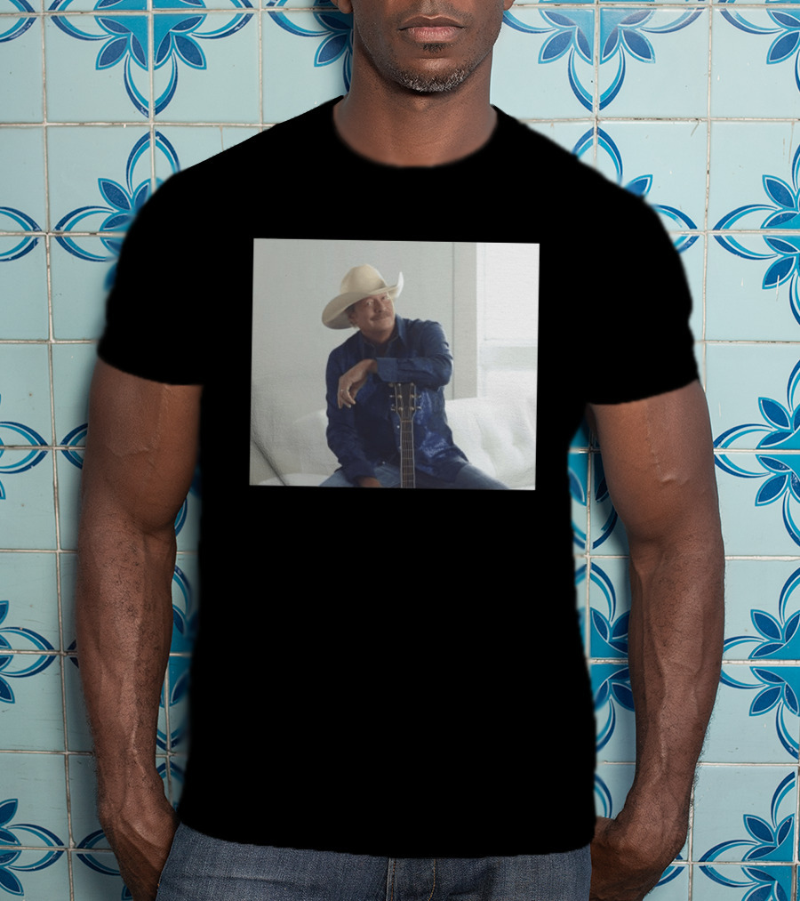 Alan Jackson I Want To Stroll Over Heaven With You White Hat Blue Guitar T-Shirt