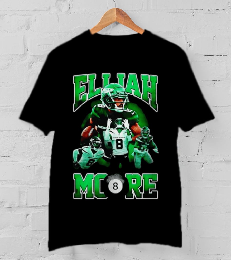 Elijah Moore New York Jets Number 8 NFL Team Player T-Shirt