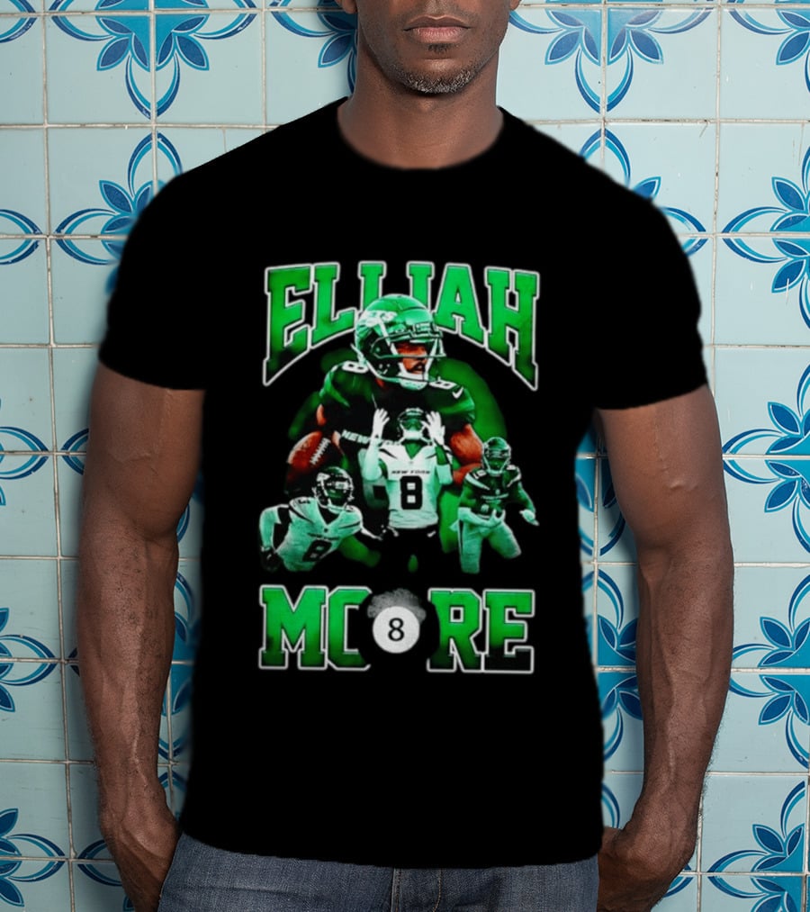 Elijah Moore New York Jets Number 8 NFL Team Player T-Shirt