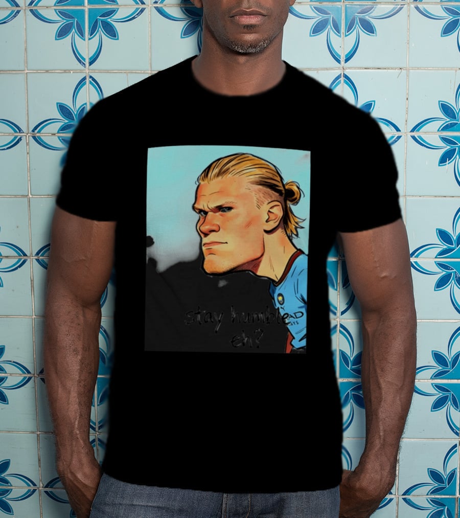 Erling Haaland Cartoon Manchester City Stay Humble Eh T-Shirt