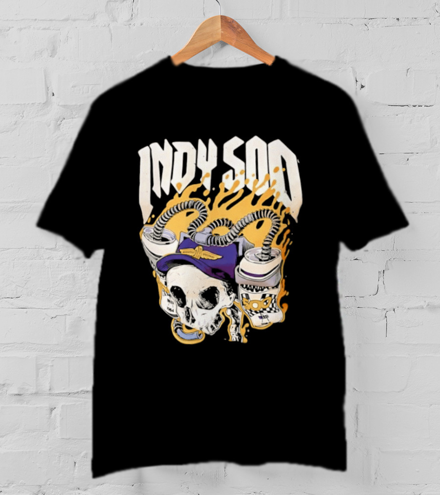Indy 500 Skull Cap Beer Drinking Racing T-Shirt