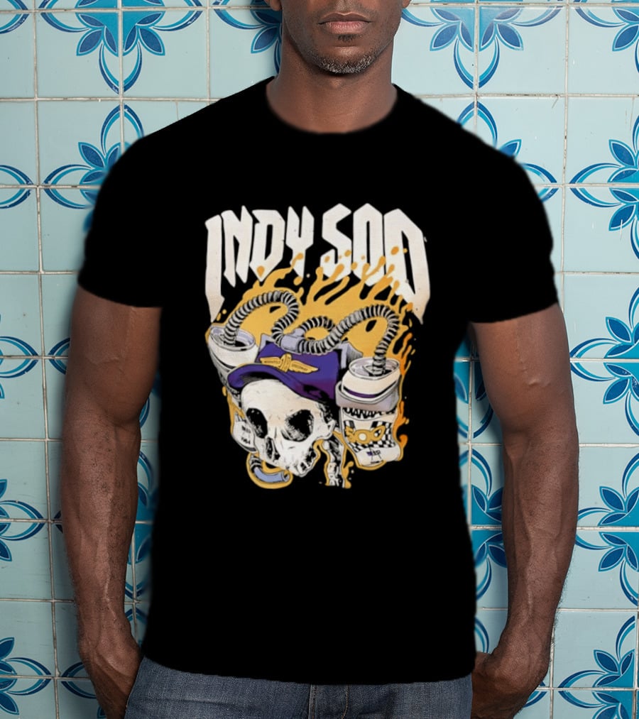 Indy 500 Skull Cap Beer Drinking Racing T-Shirt